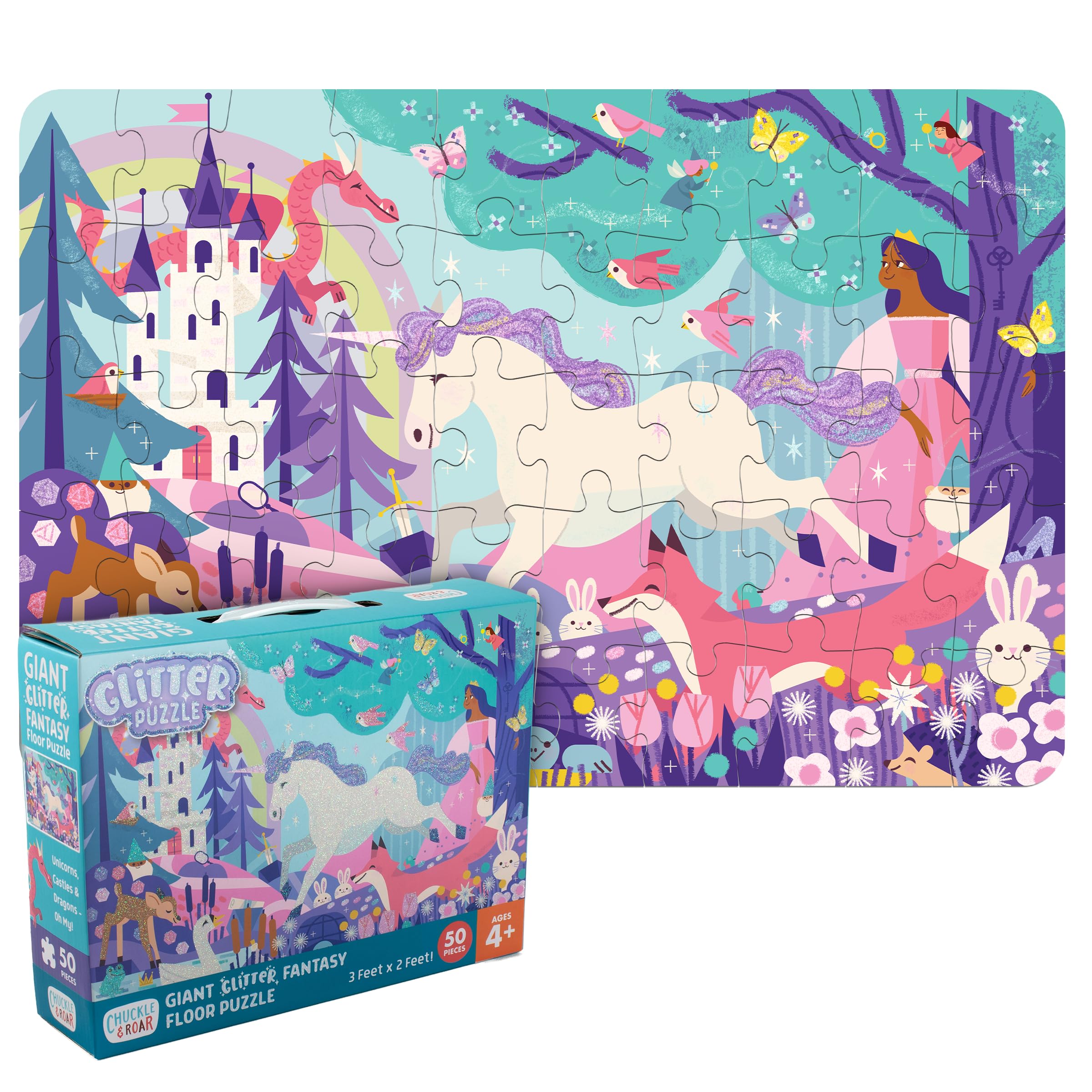Amazon.com: Chuckle & Roar Glitter Fantasy Fun Floor Puzzle – 50